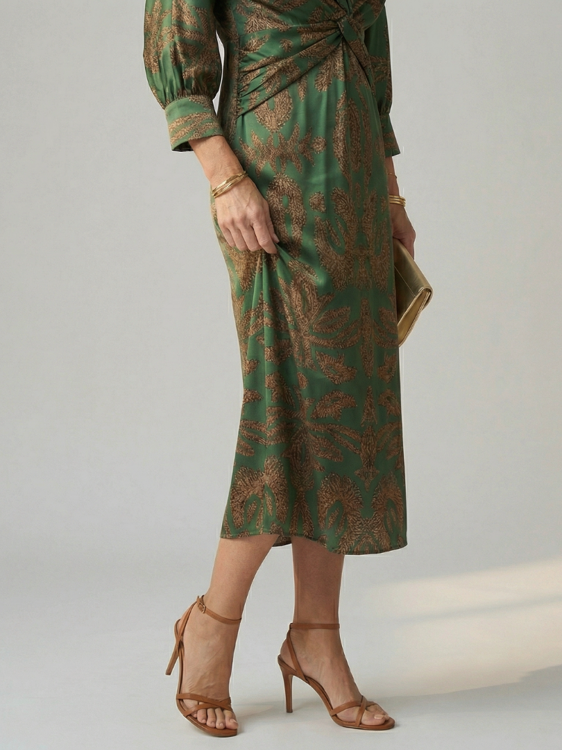 Danielle | Robe Midi Portefeuille Naturelle Lune