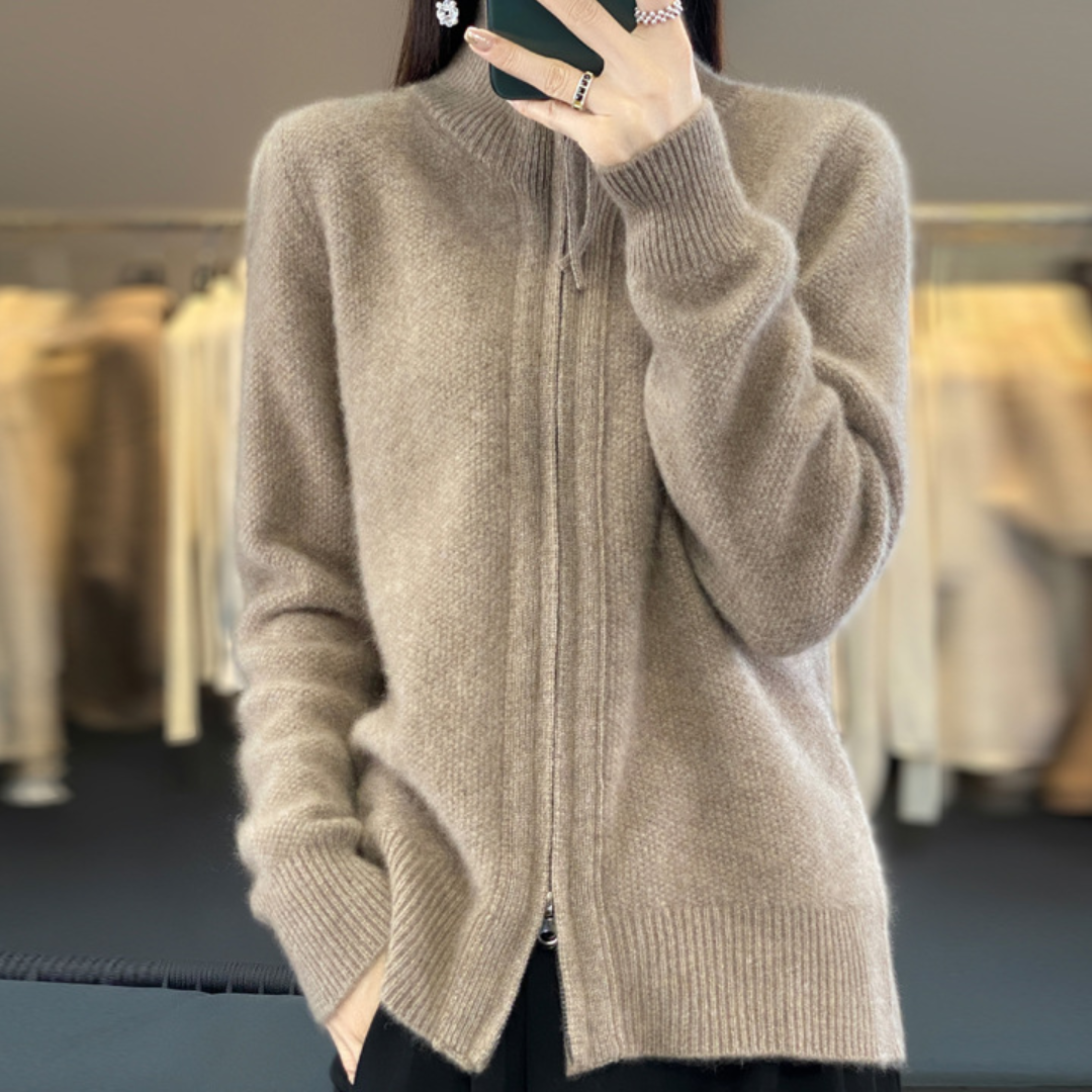 Danièle | Cardigan zippé col montant