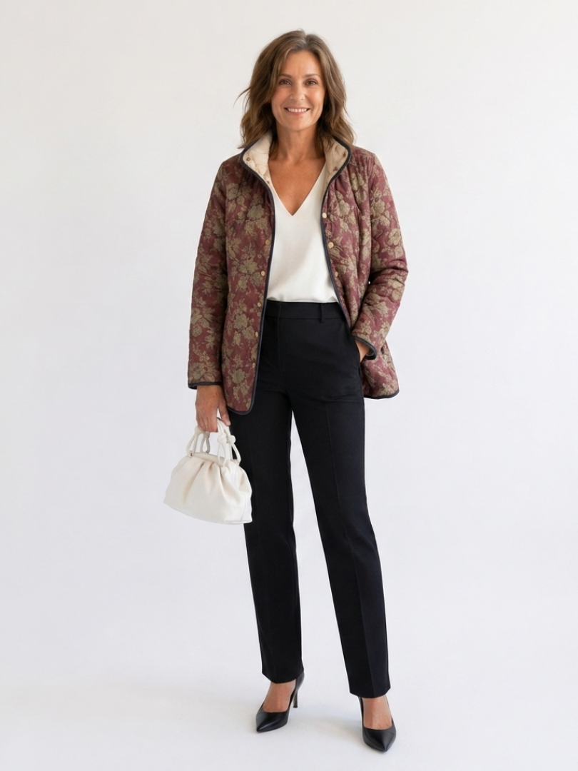 TROUSSEAU | Veste Matelassée Damas Prune Sophie