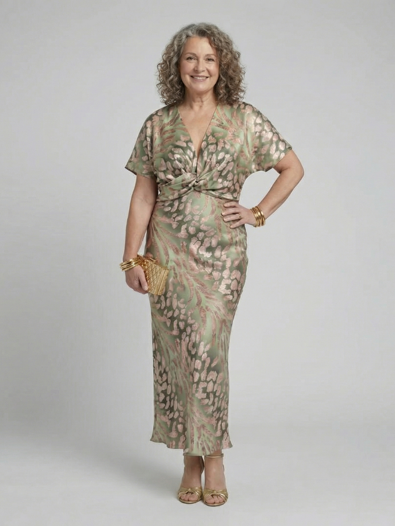 Christine | Robe Midi à Imprimé Abstrait Coralie