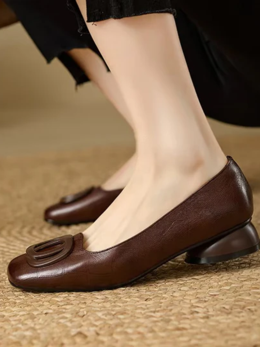 Ninon | Ballerines en Cuir avec Bout Carré