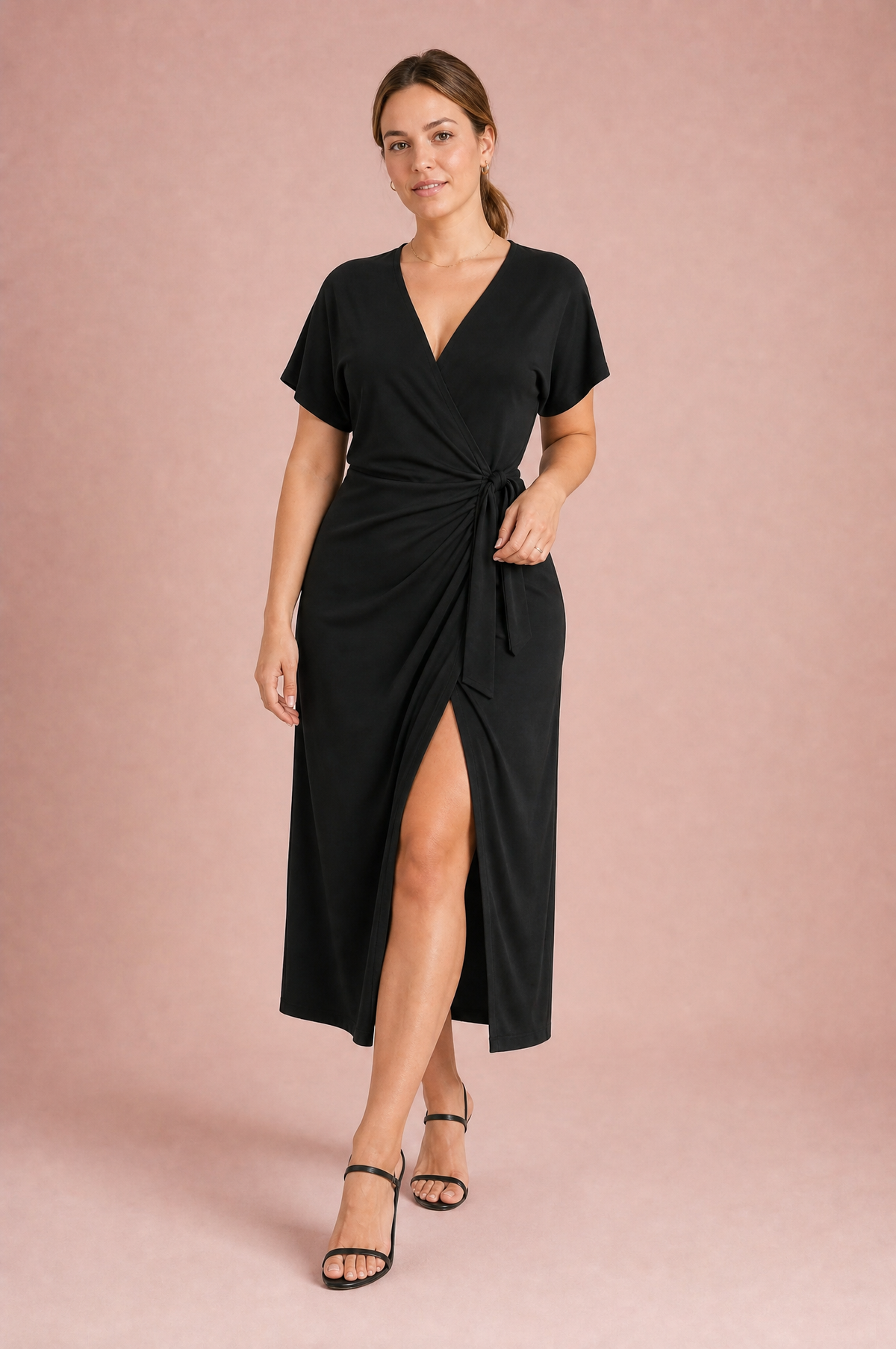 Déborah | Robe midi portefeuille col V