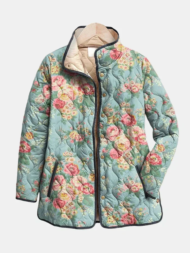 TROUSSEAU | Veste Matelassée Roses Céladon Mathilde