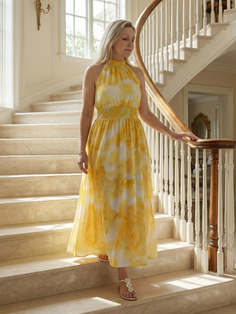 Françoise | Robe Midi à Col Américain Froncé Sylin