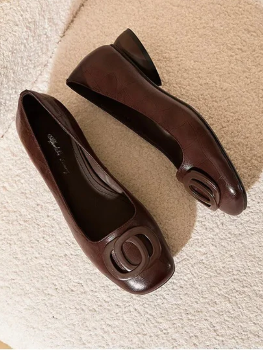 Ninon | Ballerines en Cuir avec Bout Carré