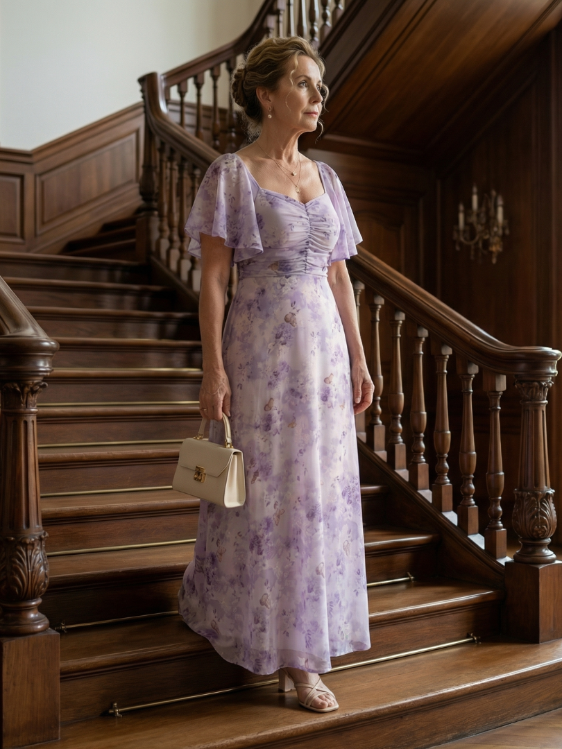 Océane | Robe Midi à Manches Volantes Vaelis