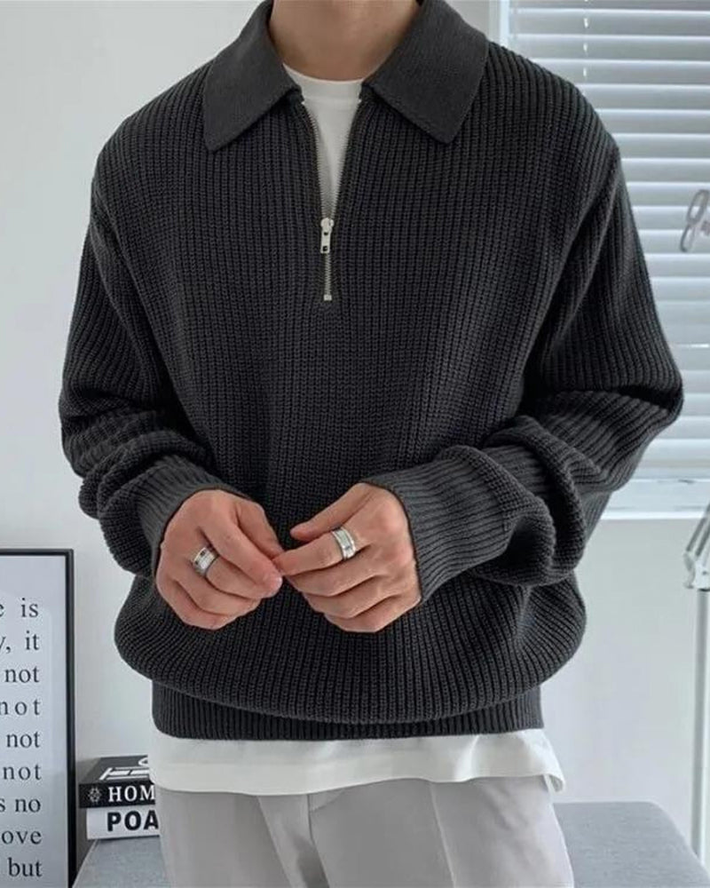 Denis | Pull en maille col zippé