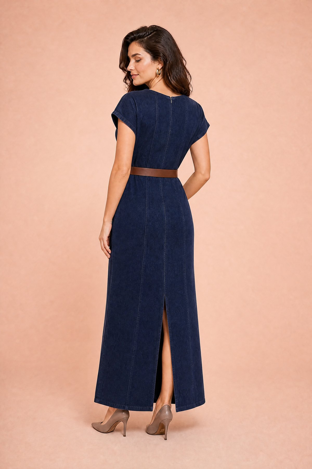 Désirée | Robe longue ceinturée manches courtes