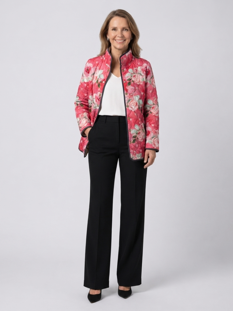 TROUSSEAU | Veste Matelassée Roses Poudrées Christine
