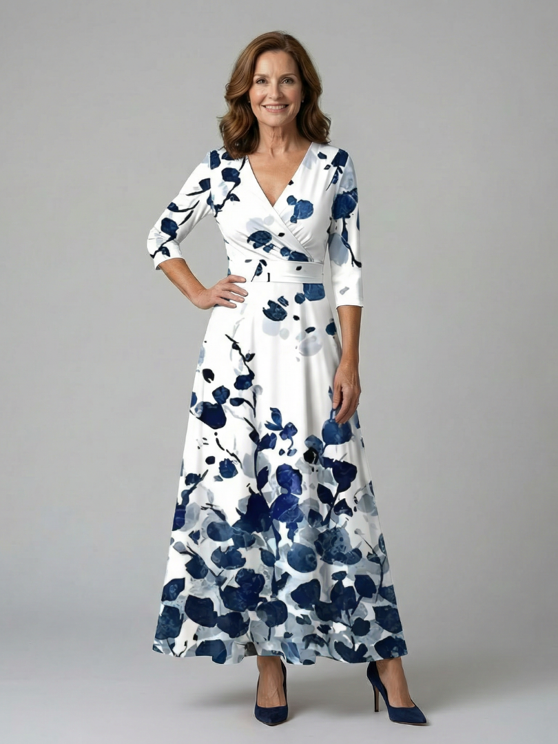 Sandrine | Robe Midi Croisée à Col Celine