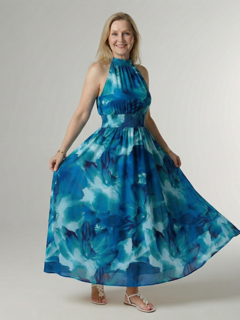 Françoise | Robe Midi à Col Américain Froncé Sylin