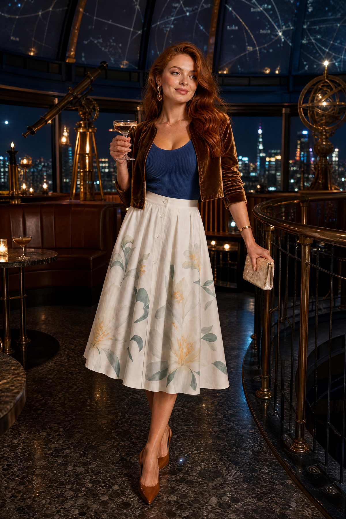 Janine | Jupe midi fleurie ample
