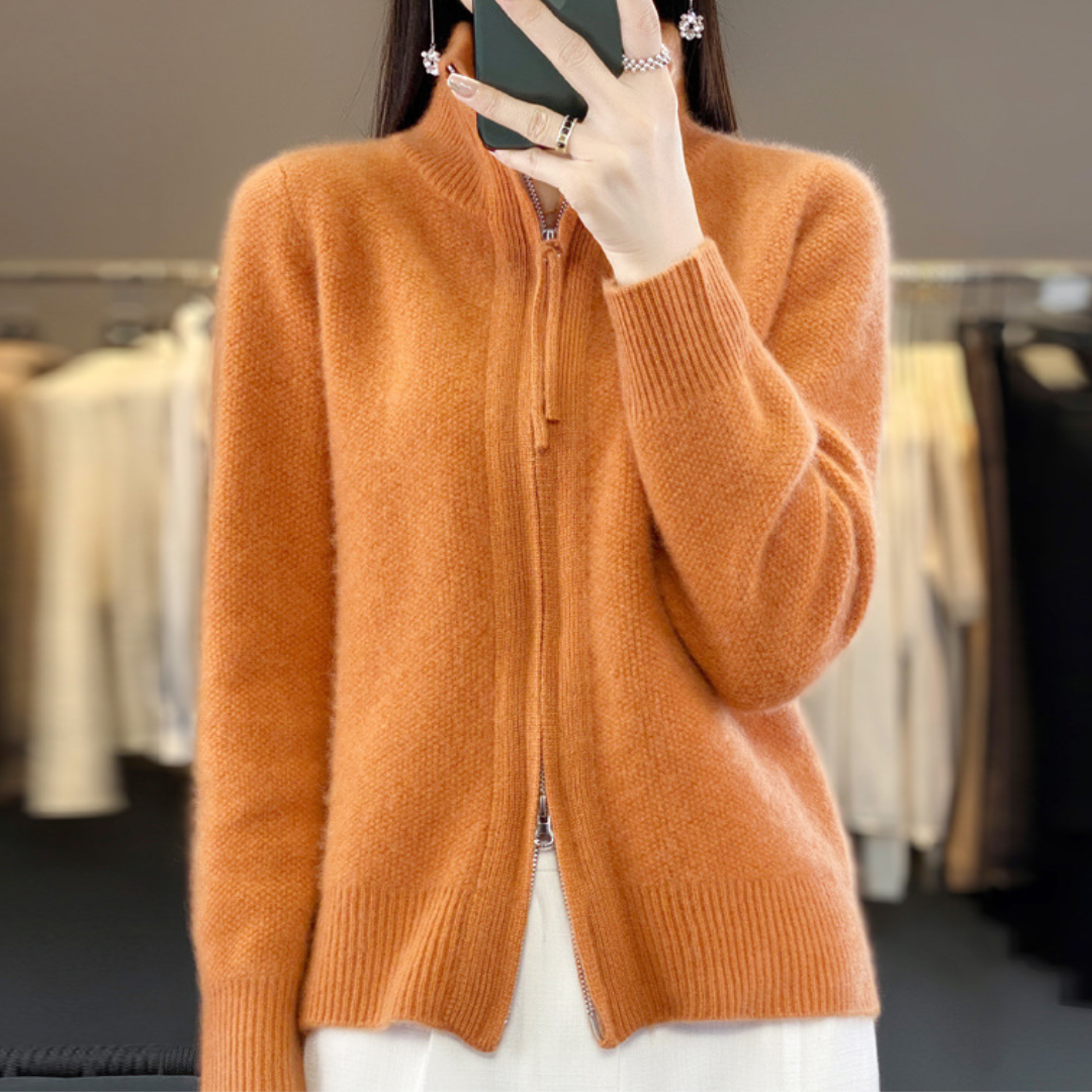Danièle | Cardigan zippé col montant