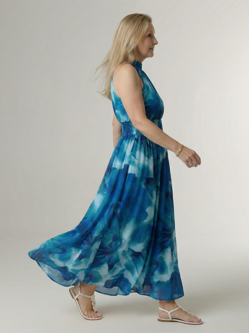 Françoise | Robe Midi à Col Américain Froncé Sylin