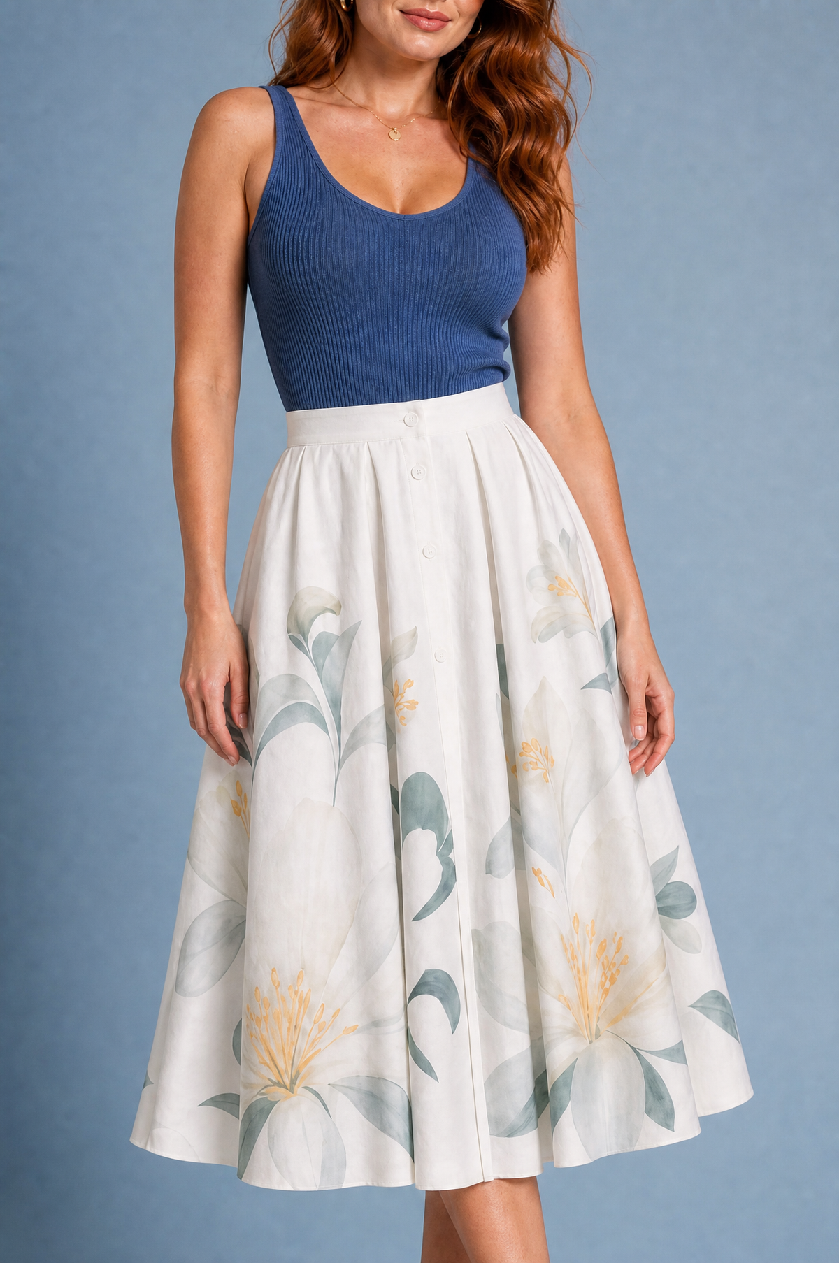 Janine | Jupe midi fleurie ample