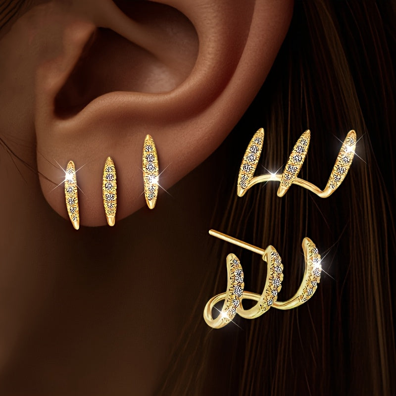 Flora - Élégante boucle d’oreille triple au design sophistiqué