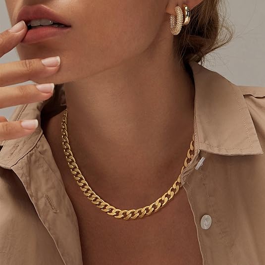 Leonor - Élégant collier chunky à maillons cubains