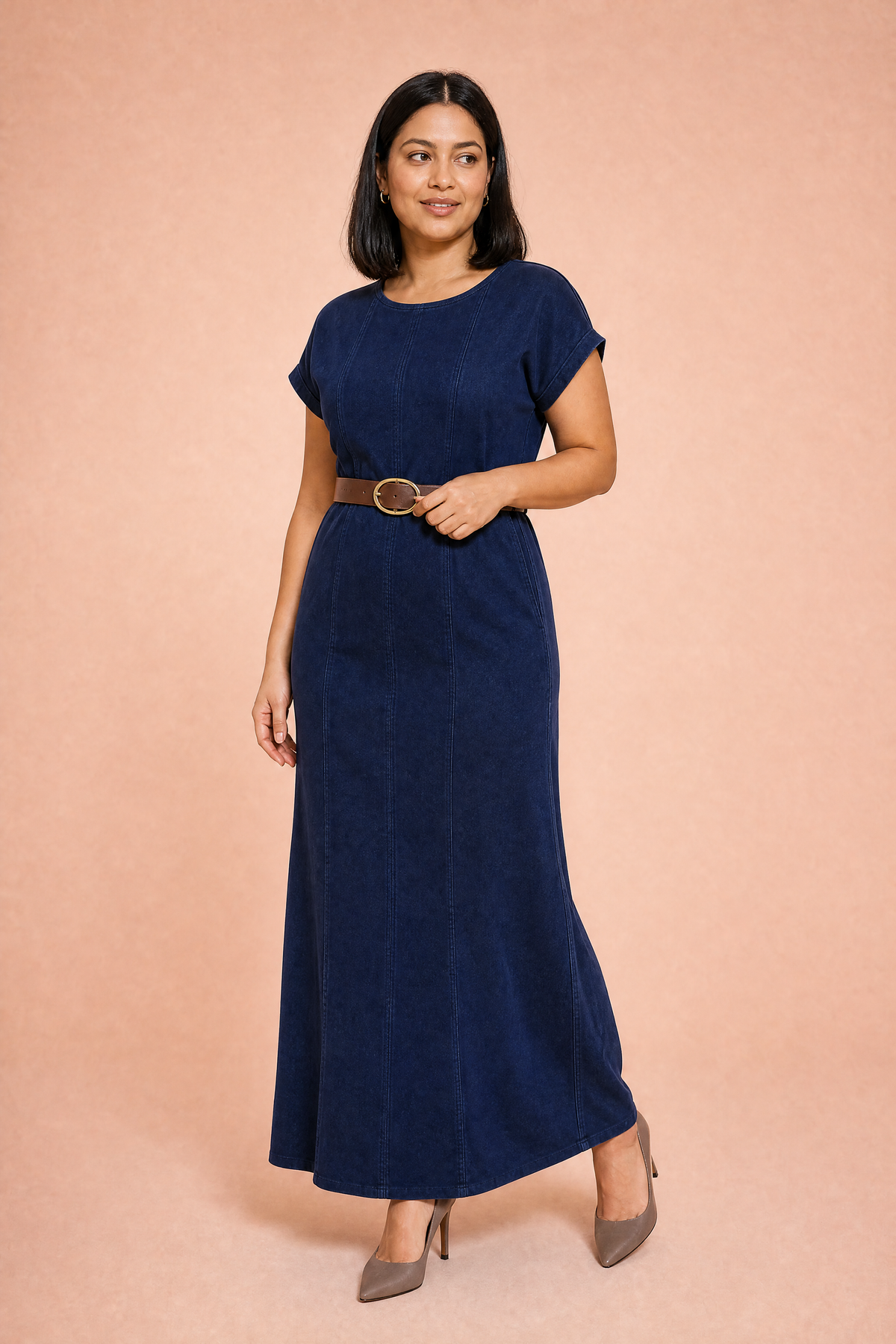 Désirée | Robe longue ceinturée manches courtes