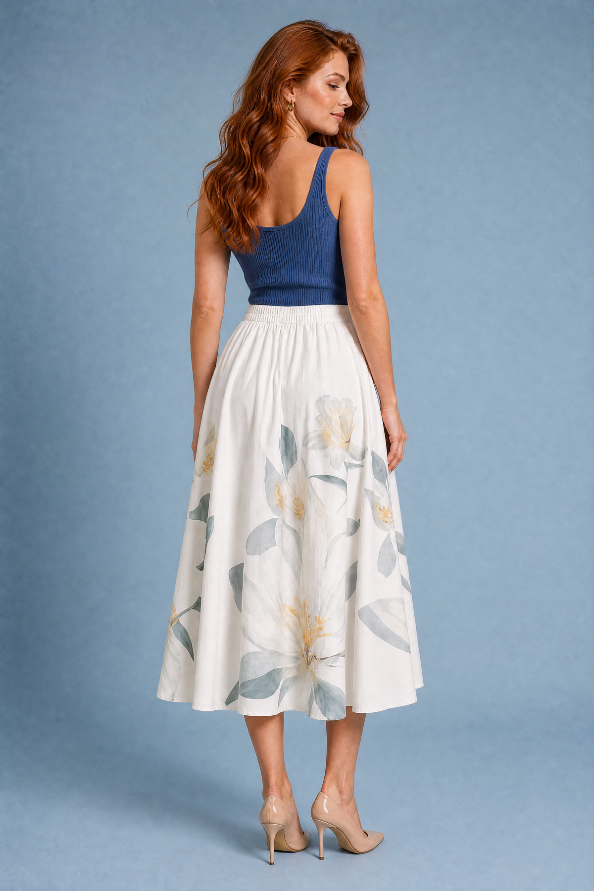 Janine | Jupe midi fleurie ample
