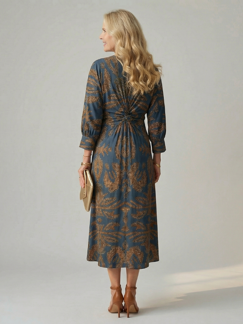 Danielle | Robe Midi Portefeuille Naturelle Lune