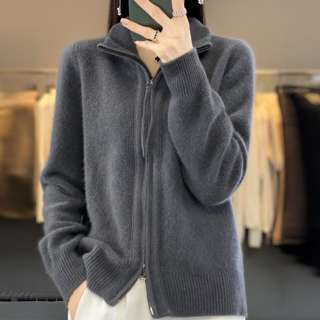 Danièle | Cardigan zippé col montant