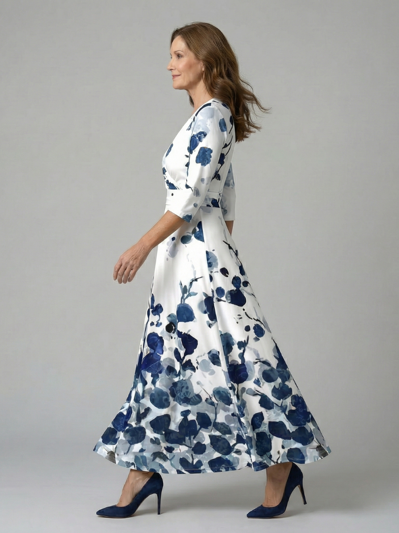 Sandrine | Robe Midi Croisée à Col Celine