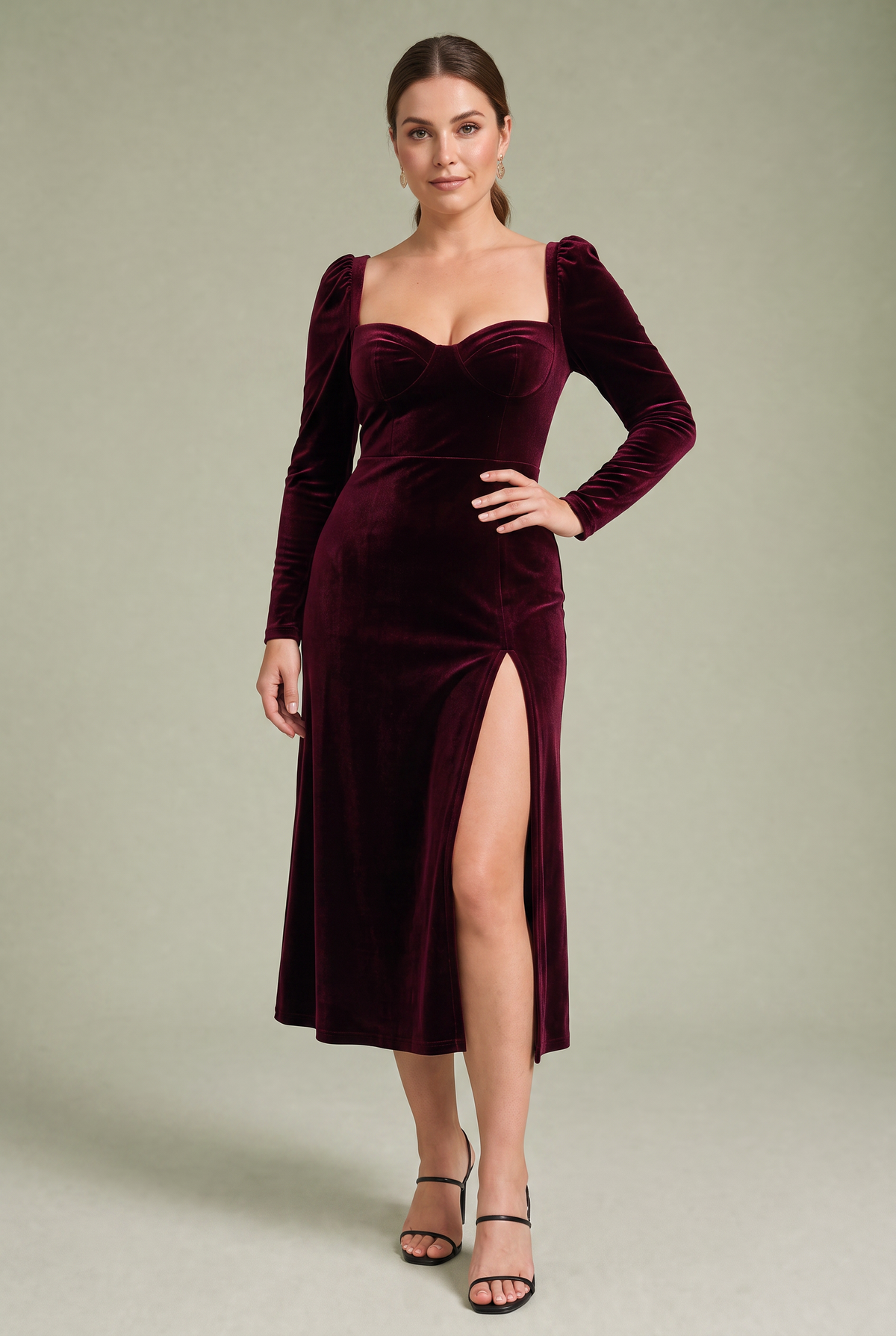 Dinah | Robe velours encolure carrée
