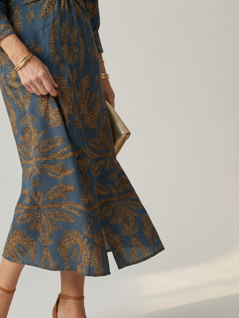 Danielle | Robe Midi Portefeuille Naturelle Lune