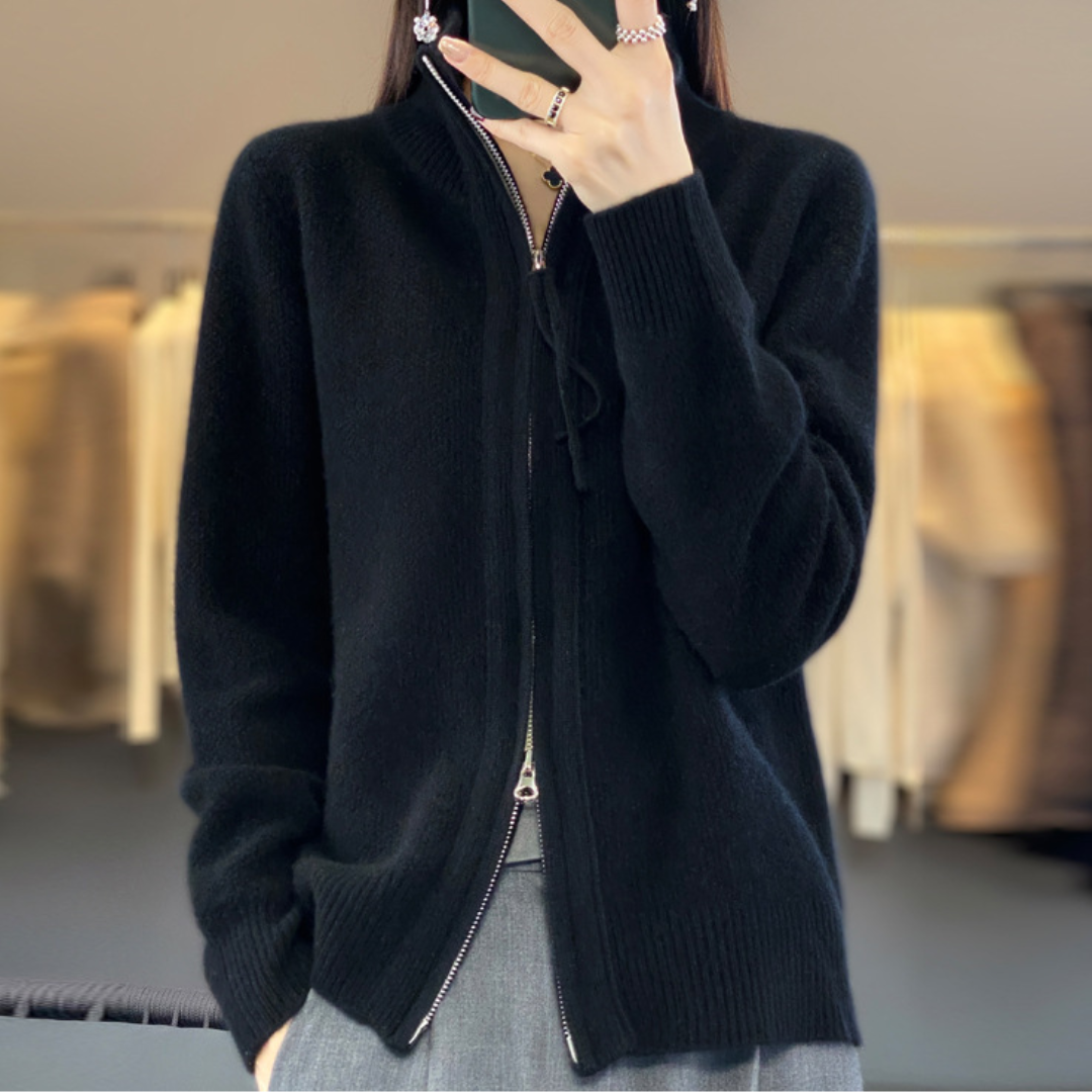 Danièle | Cardigan zippé col montant