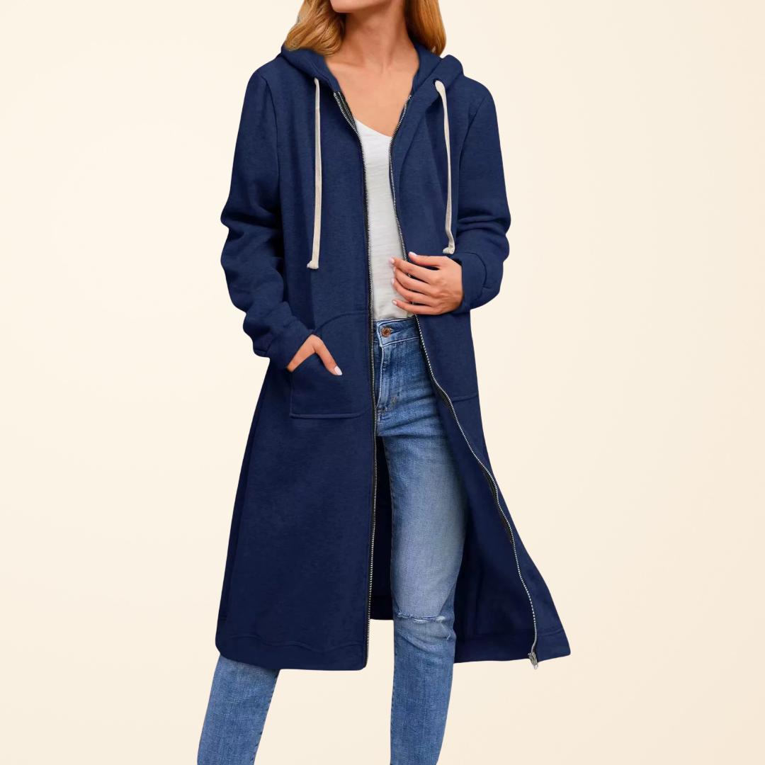 Edmée | Cardigan long zippé à capuche