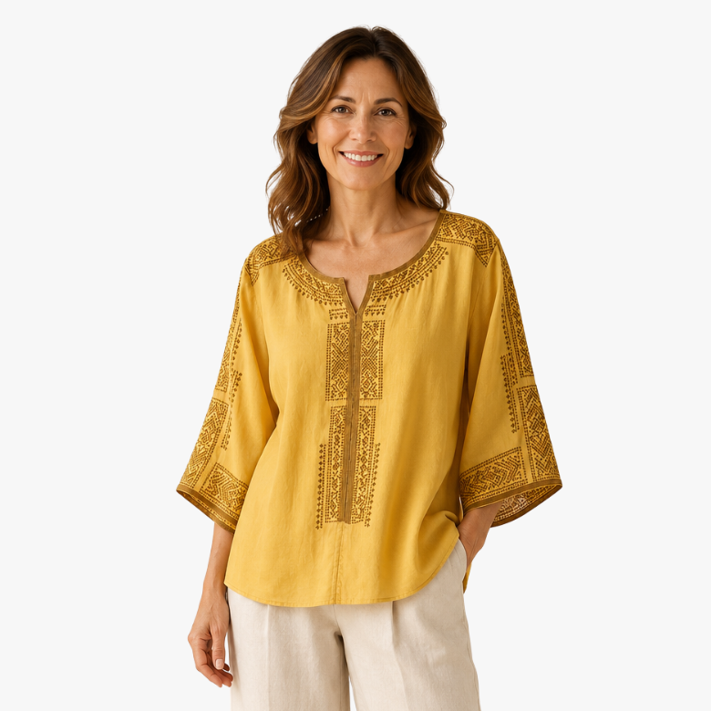 Agnès | Blouse en lin brodée pour femme