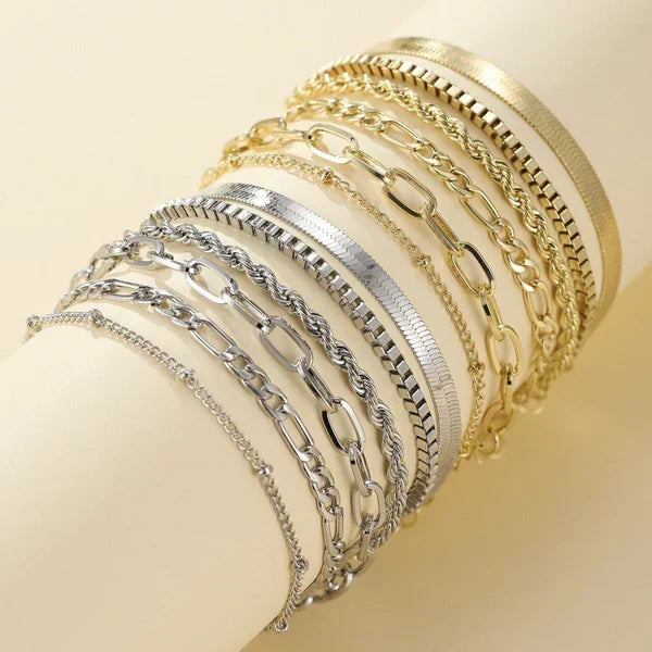 Emilia – Élégant ensemble de 5 bracelets dorés