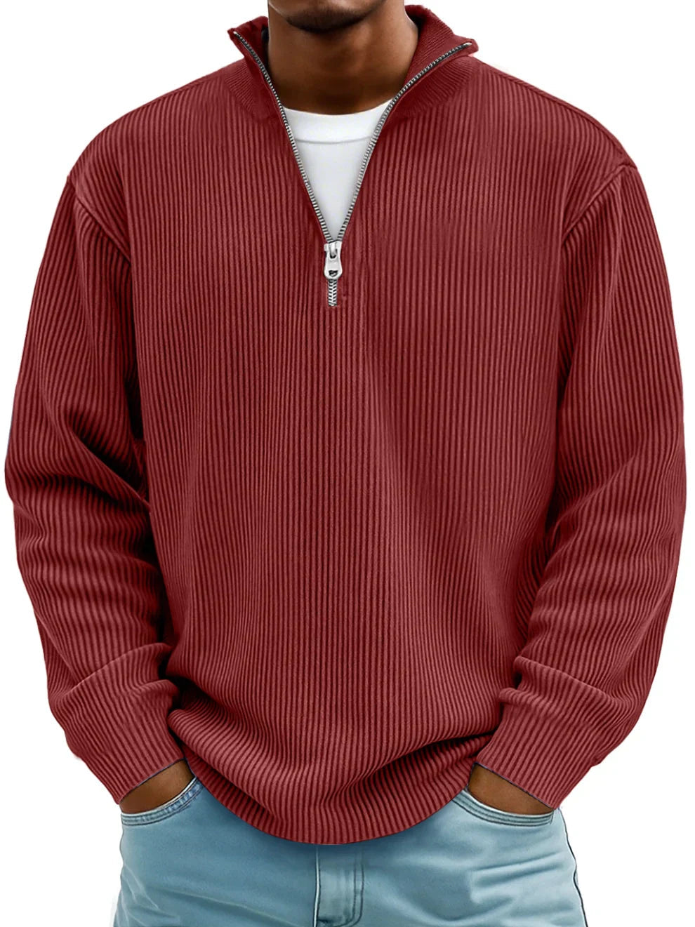 Gaspard | Pull Col Zippé Côtelé Marc