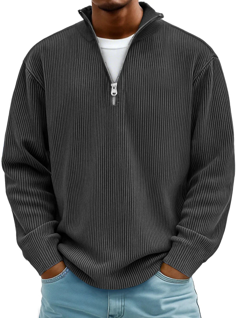Gaspard | Pull Col Zippé Côtelé Marc