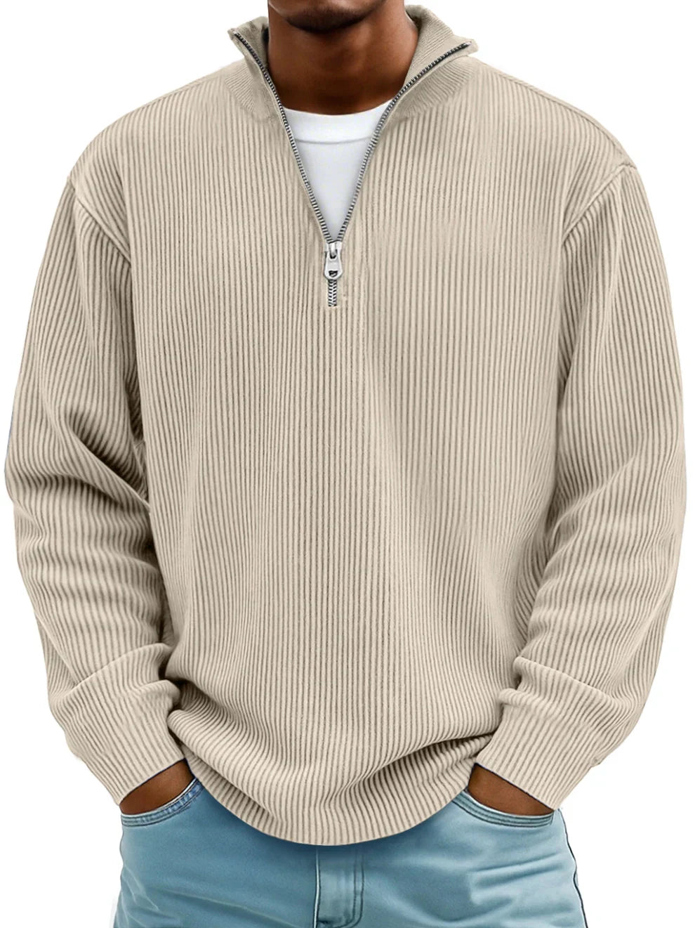 Gaspard | Pull Col Zippé Côtelé Marc