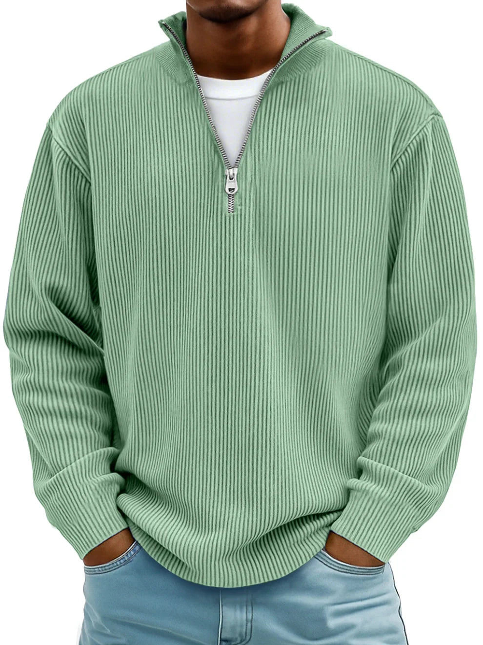 Gaspard | Pull Col Zippé Côtelé Marc