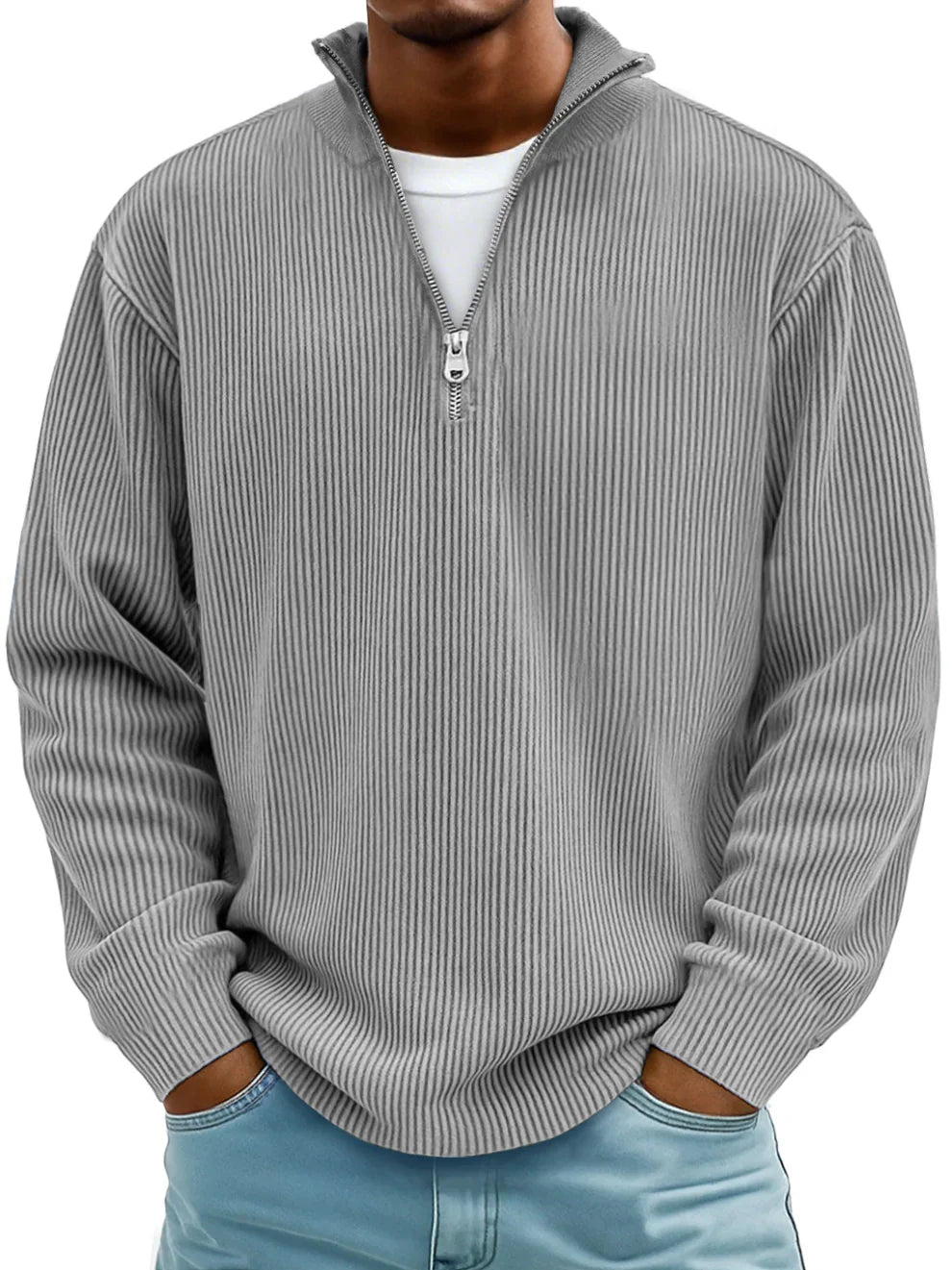 Gaspard | Pull Col Zippé Côtelé Marc