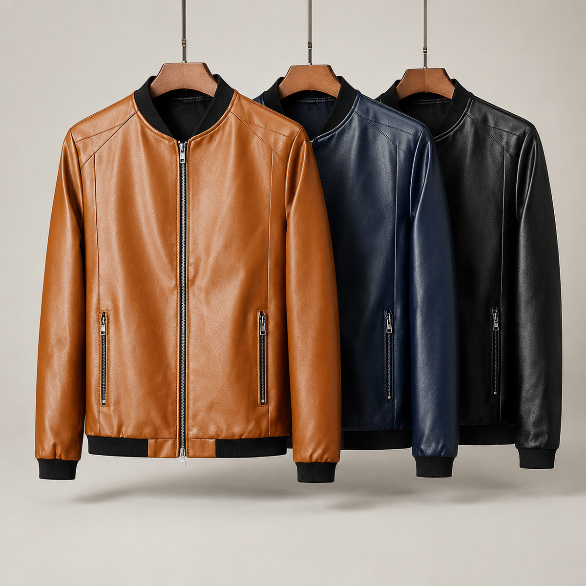 Nathan | Blouson bomber en cuir véritable au design élégant