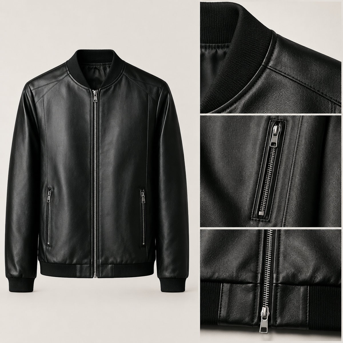Nathan | Blouson bomber en cuir véritable au design élégant