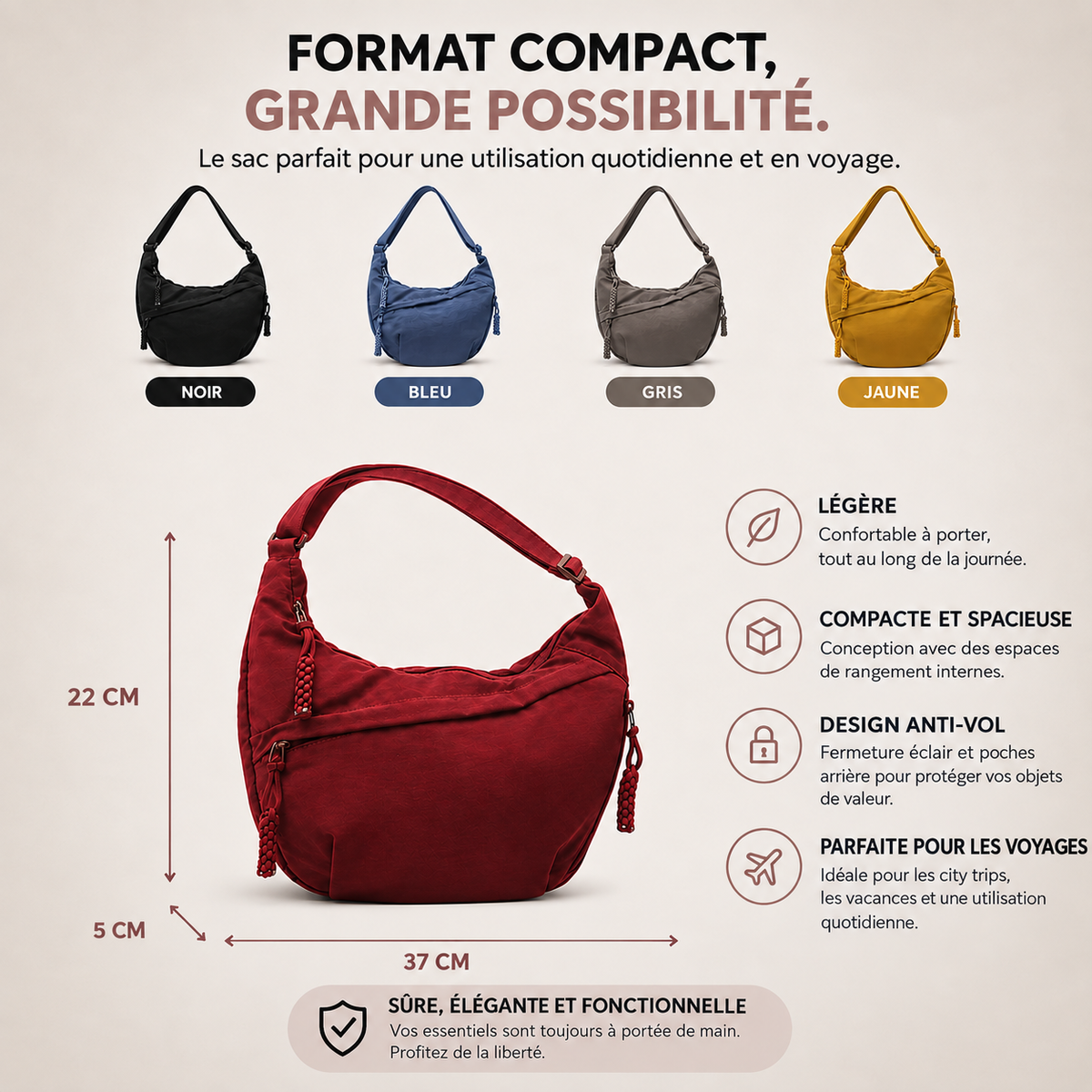 Chiara | Sac à épaule gris