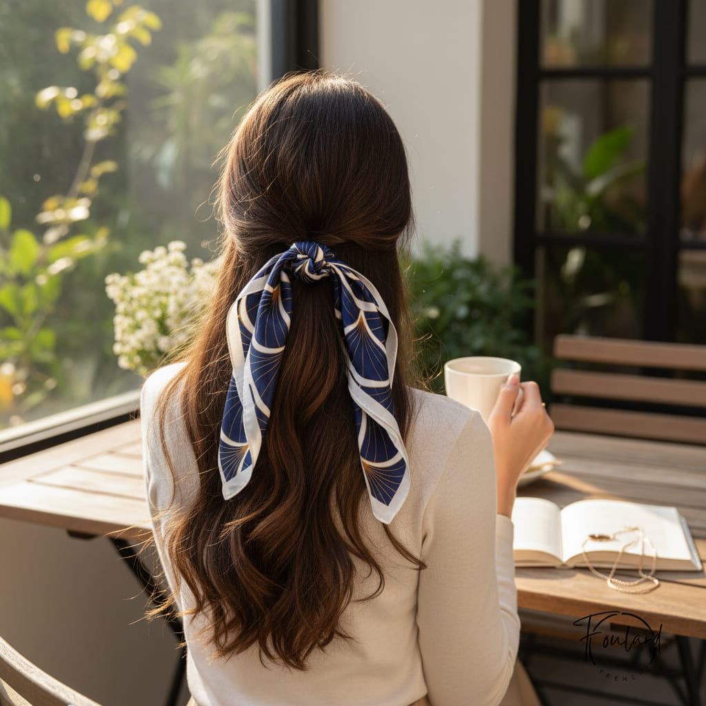 Caroline | Foulard carré motif éventail