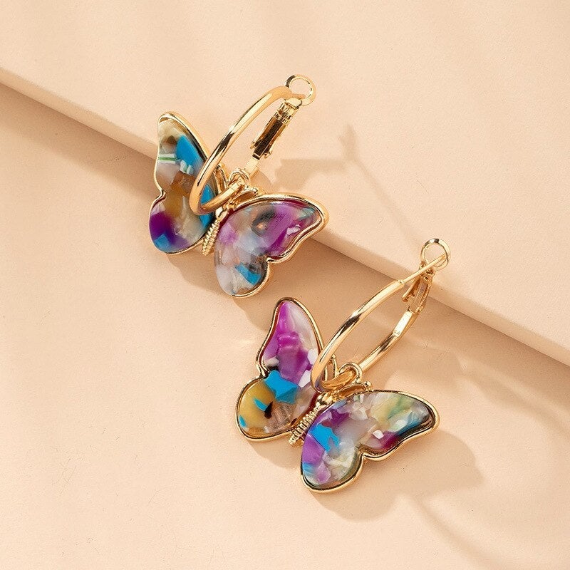 Boucles d'oreilles créoles en or multicolores