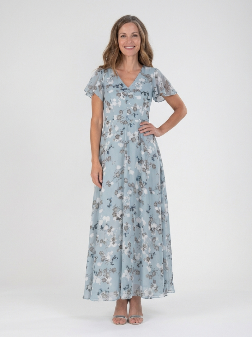 Juliette | Robe Maxi en Chiffon Floral Ismeria