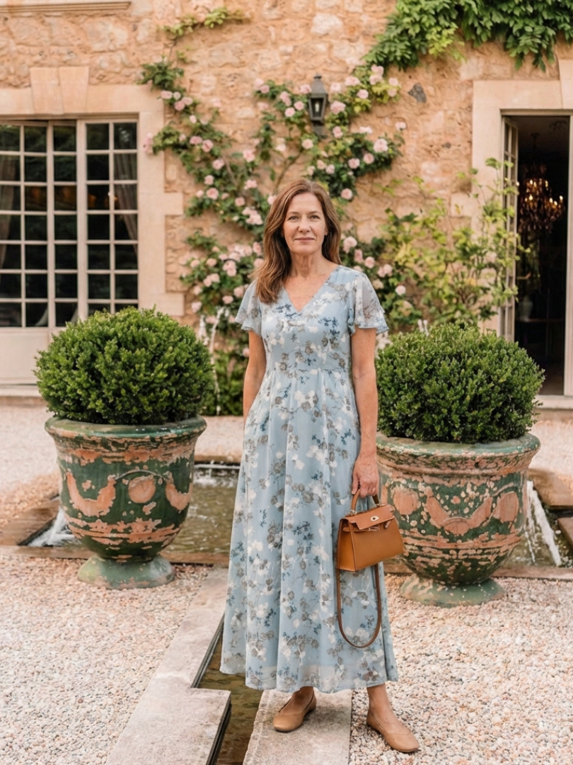 Juliette | Robe Maxi en Chiffon Floral Ismeria