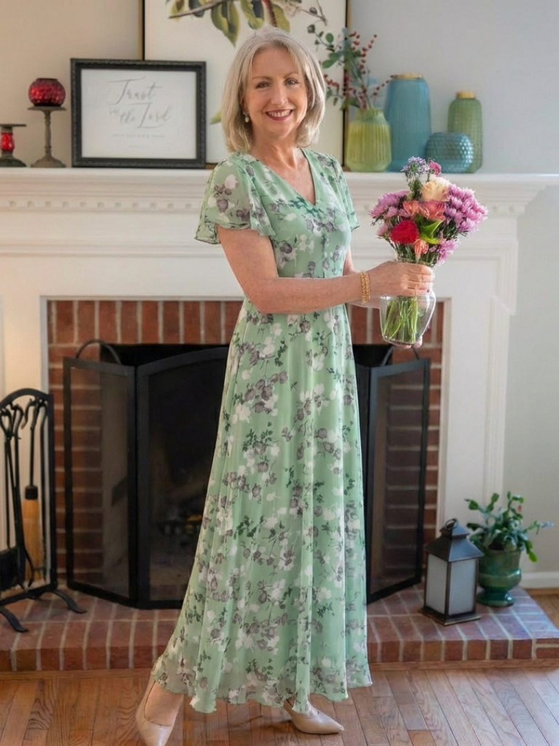 Juliette | Robe Maxi en Chiffon Floral Ismeria
