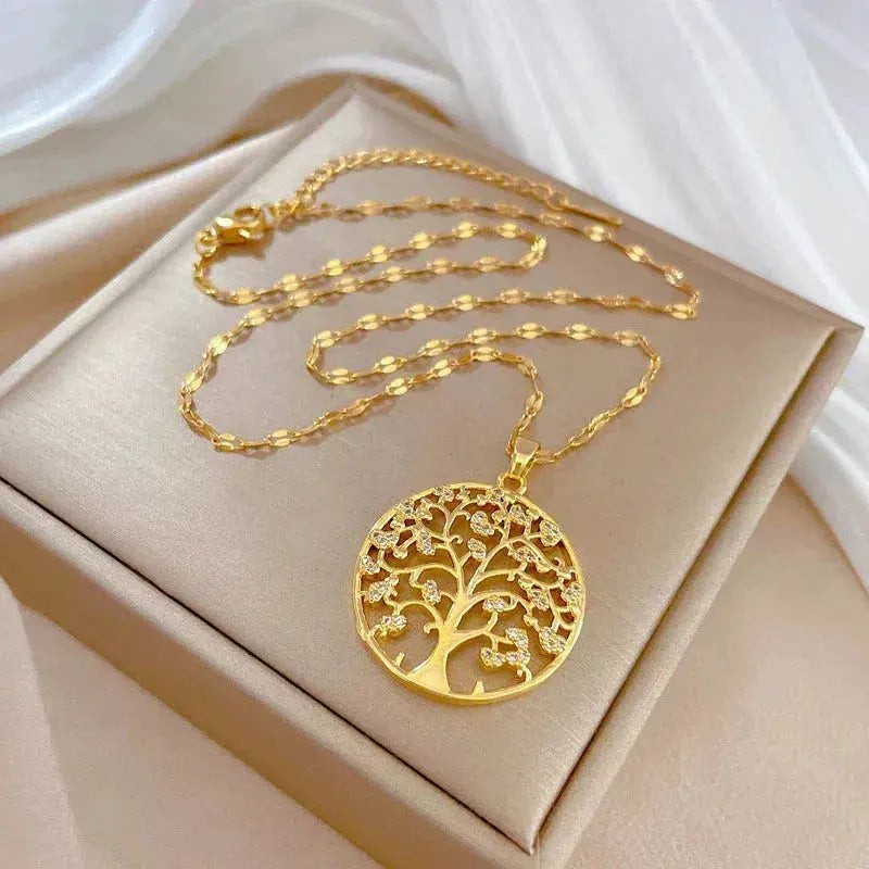 Pendentif en forme d'arbre de vie plaqué or