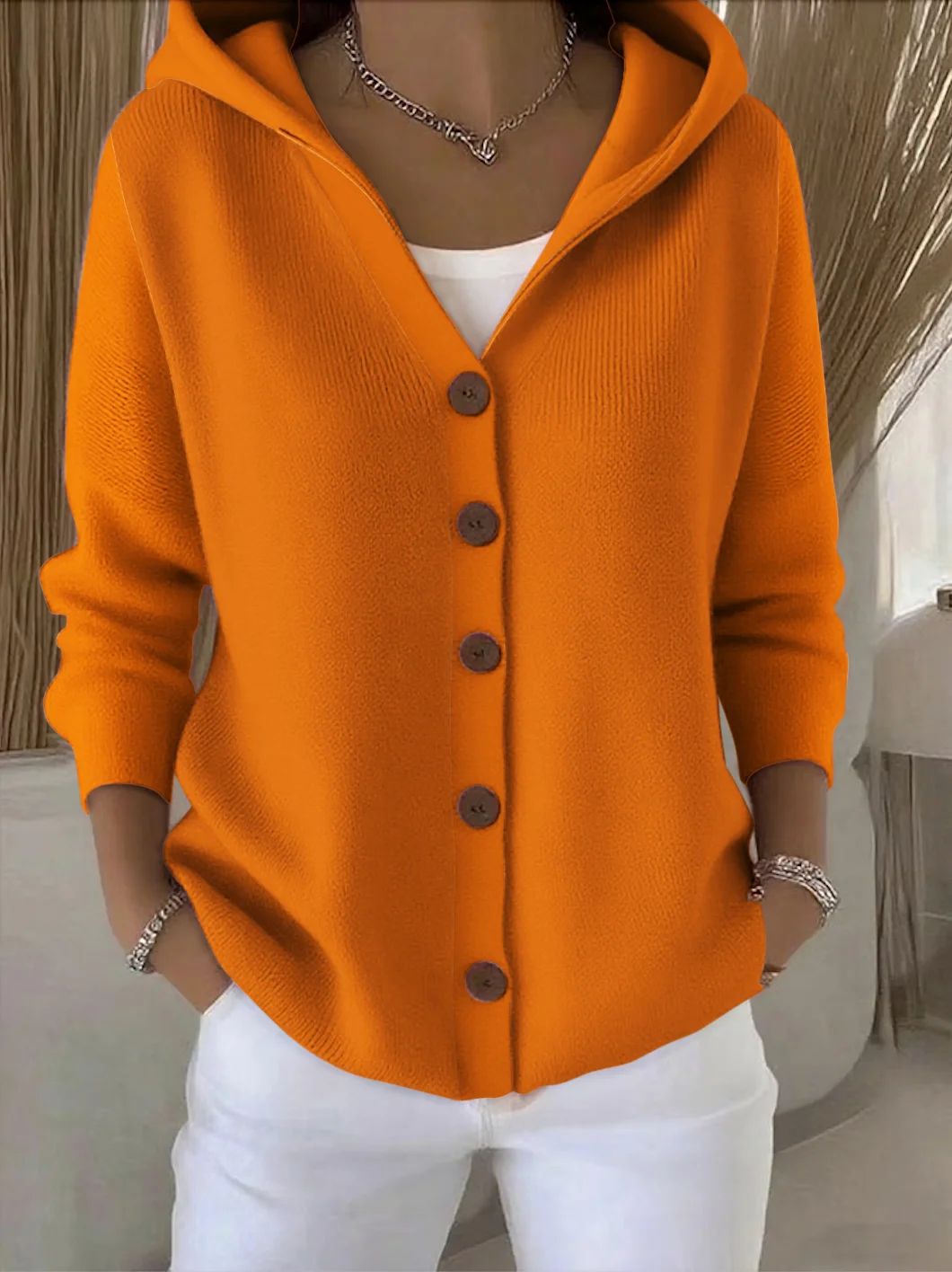 Jacinthe | Gilet boutonné à capuche