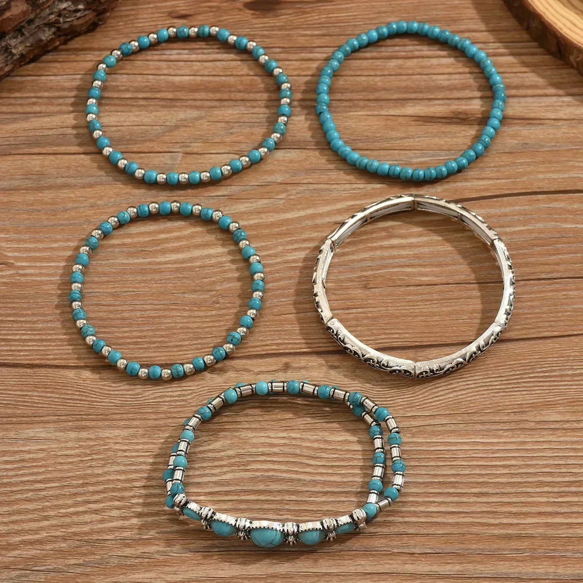 Verónica - Élégant ensemble de bracelets à perles turquoise
