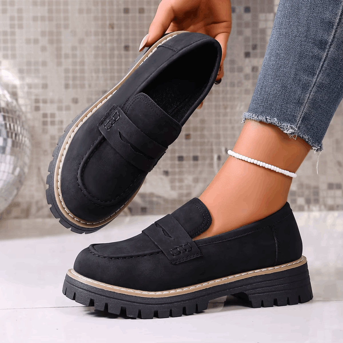 Séraphine | Mocassins à plateau style college
