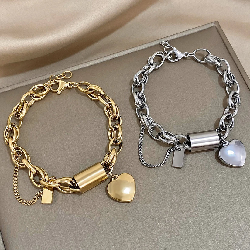 Guadalupe - Élégant bracelet avec pendentif cœur doré